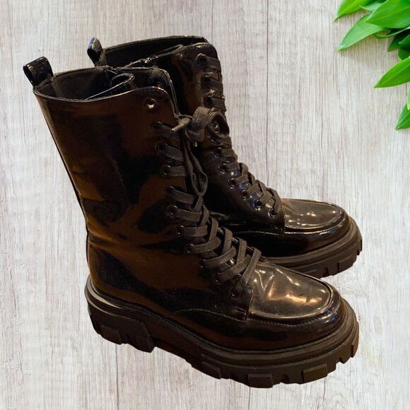 ASOS Patent Leather Lug Boot 8W Mens - Picture 1 of 12